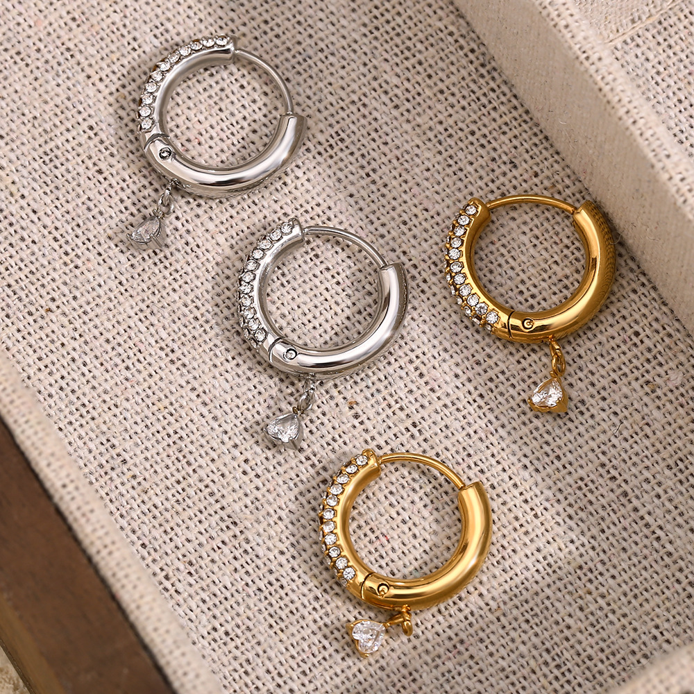 Plated Gold Love Pendant Buckle Earrings