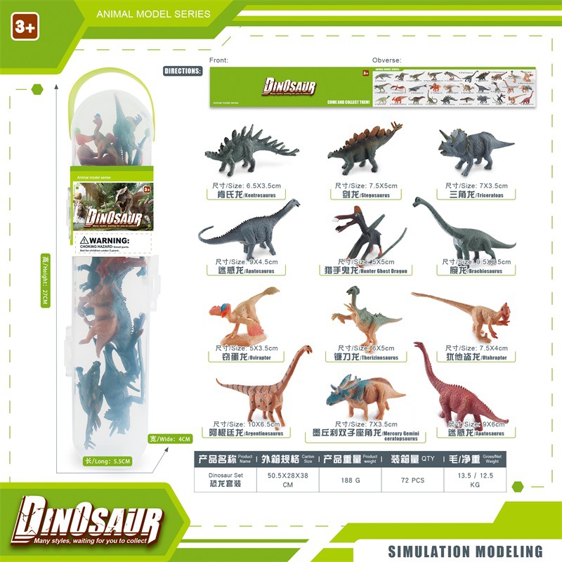 Cross-border simulación mini Jurásico Tyrannosaurus Triceratops muñeca dragón modelo pequeño dinosaurio enlatado decoración de escritorio juguete