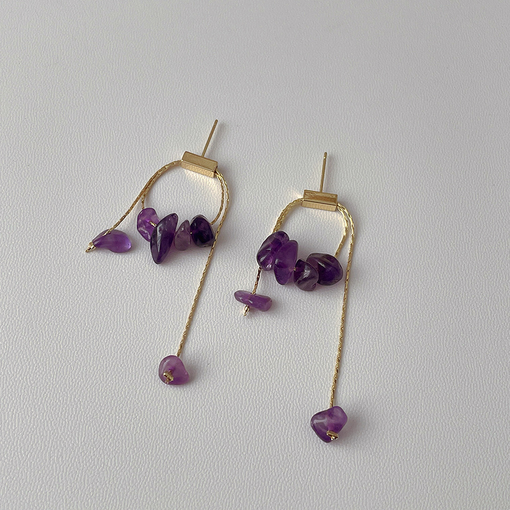 Purple organic earrings