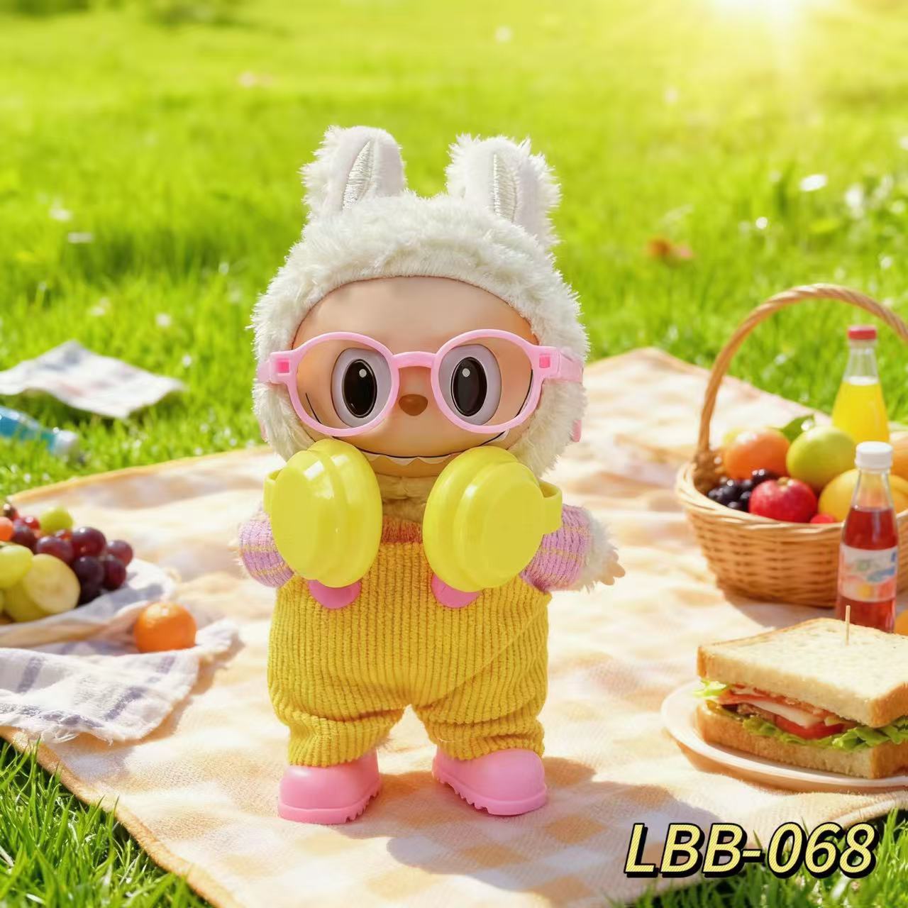 Una, dos y tres generaciones de labu picnic set casual labubu ropa de bebé vestible 17cm muñeca lindo cambio de ropa image 11