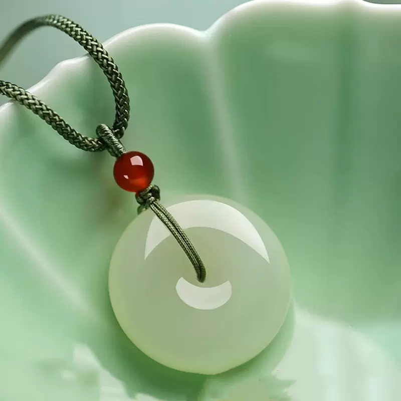 天然保真和田玉平安扣吊坠男女同款玉配挂件情侣天然玉石项链