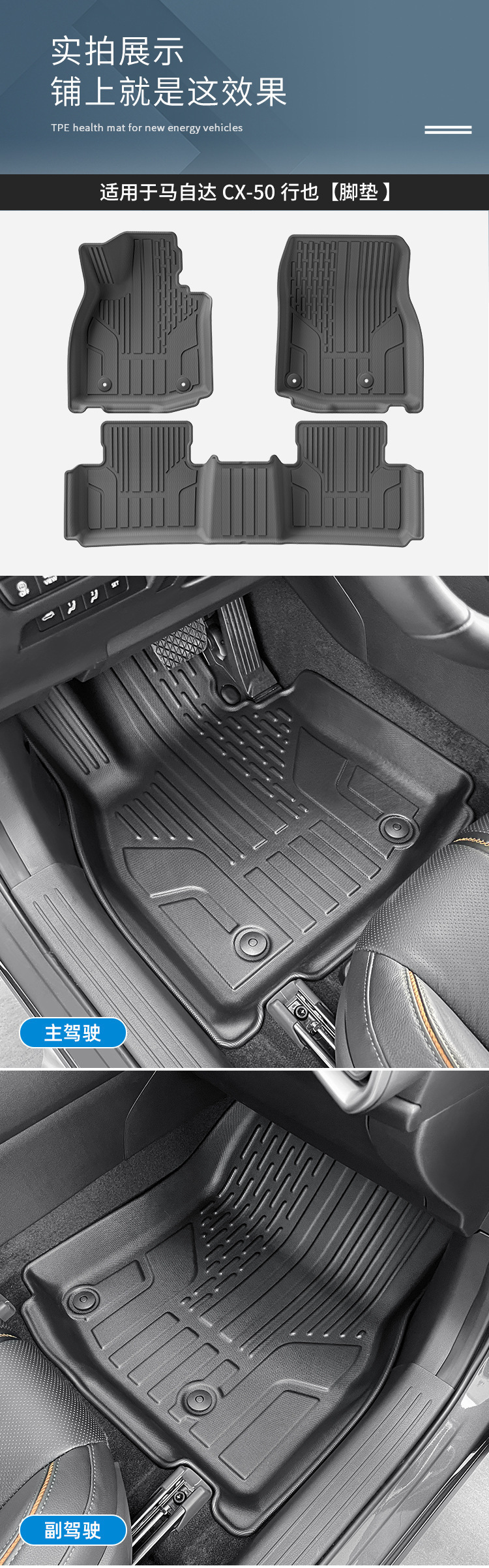 Suitable for 23-24 Mazda Cx50 Car Floor Mats, Stain-Resistant Tpe Floor Mats, Trunk Mats, Seat Back Mats