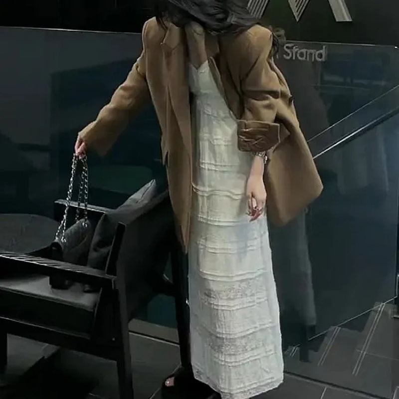 輕熟風美拉德洋氣時尚西裝外套女秋季收腰顯瘦連衣裙子長款兩件套