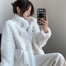 羊羔毛绒绒2025新款韩版仿皮草加棉加厚外套女冬季中长款加厚大衣