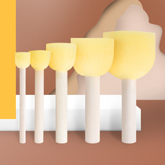 跨境兒童繪畫圓頭木柄海綿刷繪畫顏料塗鴉拓印海綿畫刷美術材料