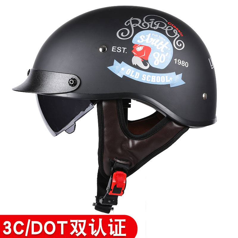 Fábrica de cascos personalizados OEM retro medio casco de motocicleta para hombre casco de seguridad locomotora de verano coche eléctrico casco de pala