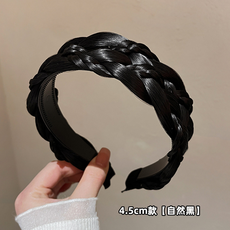 編み込みウィッグ、ヘッドバンド、一体型編み込み、高頭頂頭飾り、滑り止め歯付き5ストランドサンドイッチ編み込みヘア|undefined
