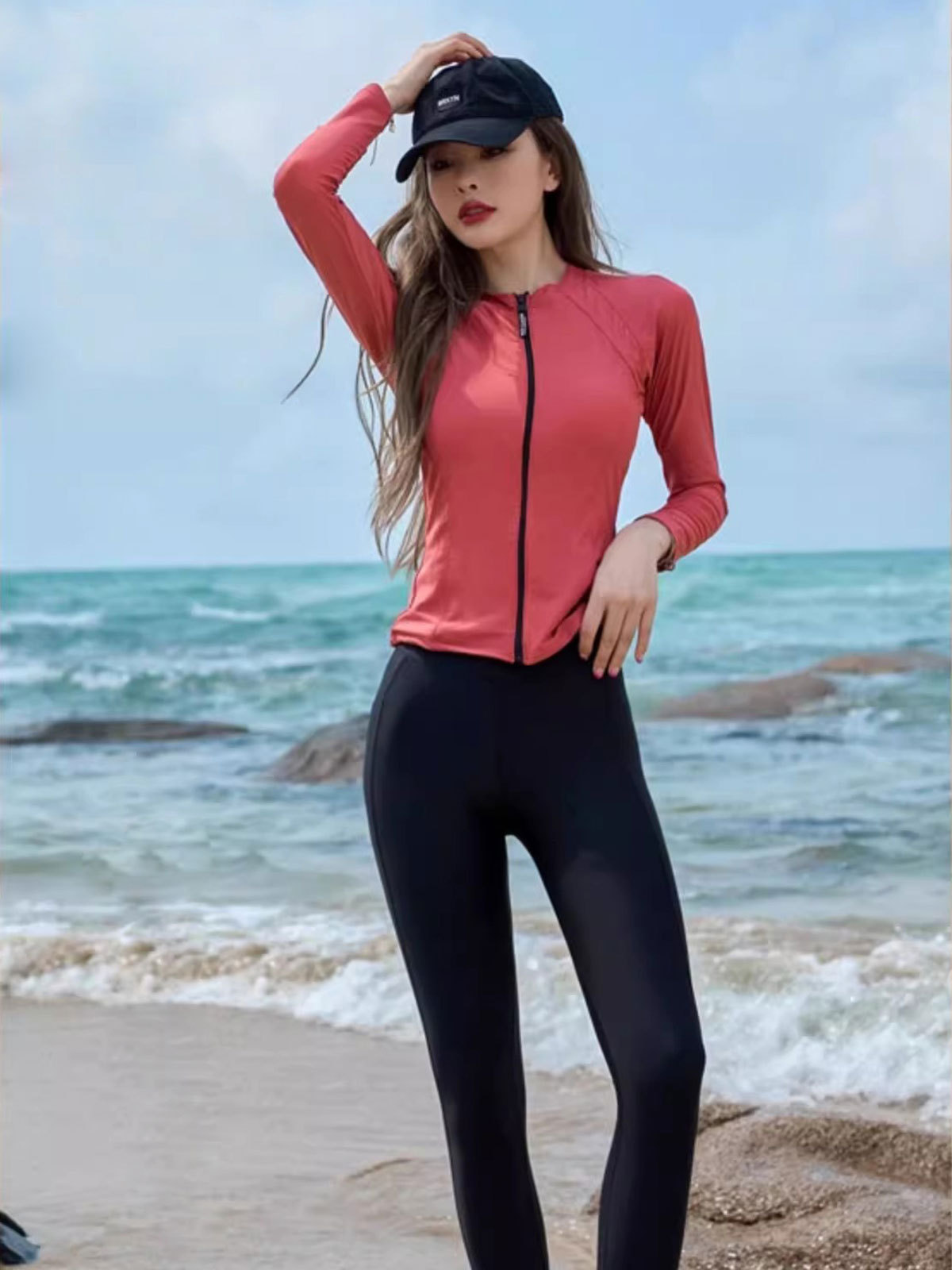 Trajes de baño de mujeres conservadores divididos 2024 nuevos pantalones de manga larga de primavera de agua caliente de dos piezas, trajes de baño de buceo de surf de protección solar