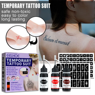 Eelhoe Juice Tattoo Set Waterproof Temporary Juice Skin Tattoo Liquid Hollow Pattern Tattoo Template