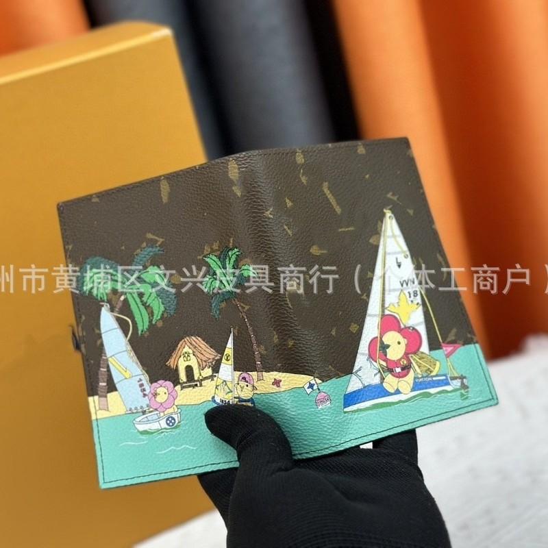 跨境外贸原版老花涂鸦护照夹经典时尚卡通印花折叠钱包证件保护套|undefined
