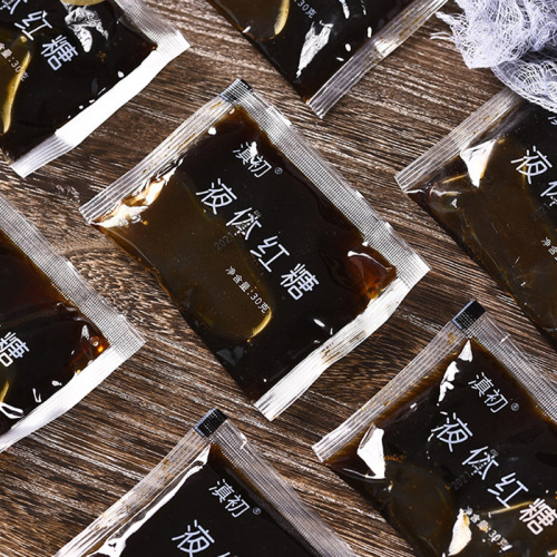Wholesale liquid brown sugar small bag packaging concentrated brown sugar water small pack syrup 30g/bag milk tea flavoring liquid brown sugar packets