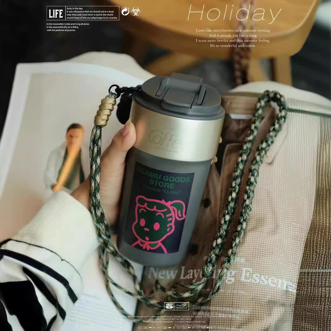 新品316不锈钢保温杯高颜值女生吸管咖啡杯便捷车载随手礼品杯