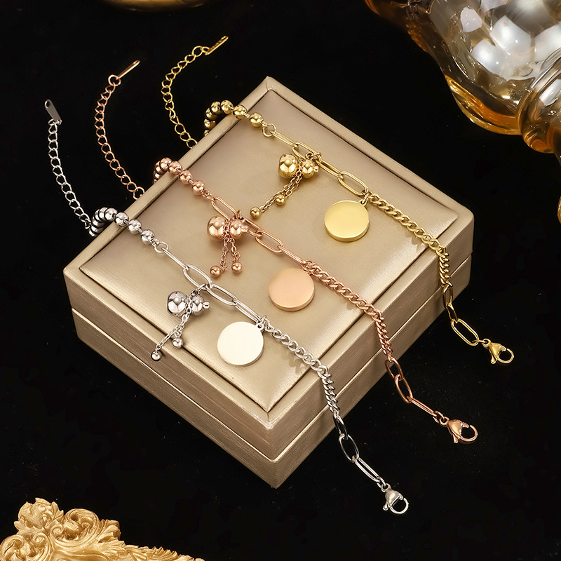 2024 new retro ethnic style small gourd bracelet titanium steel 18k gold non-fading female hip hop jewelry