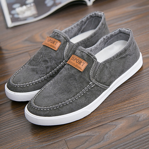 Men's Spring Versatile Canvas Shoes Slip-on Athletic Casual Breathable Non-slip Board Shoes Wholesale