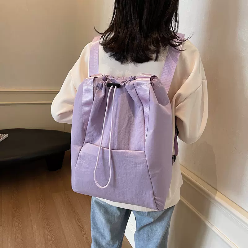 跨境外贸时尚抽绳束口背包女户外运动双肩包批发通用轻便休闲书包