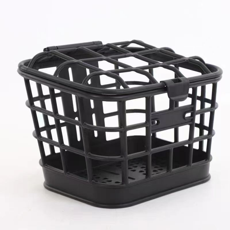 : Cesta de plástico negro + soporte frontal + tornillos