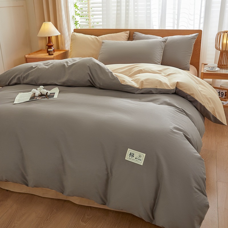 ins algodón puro cuatro piezas de cama de color sólido clase A piel de algodón sábanas cubiertas de cama dormitorio de estudiantes tres cuatro piezas de cama