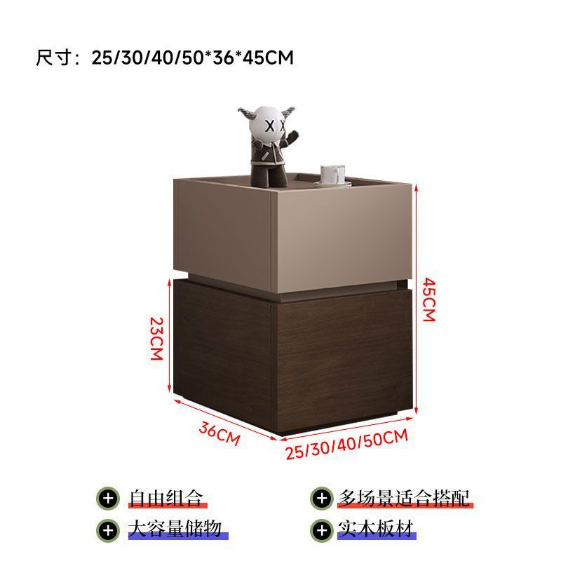 [WS001 서랍 2개 침대협탁] 카키 + 월넛그레인