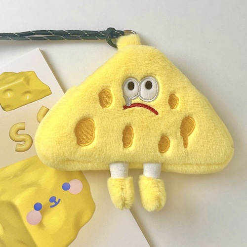 Halter neck coin purse cheese cheese Japanese card bag men and women holiday gift messenger bag short velvet emoticon bag students