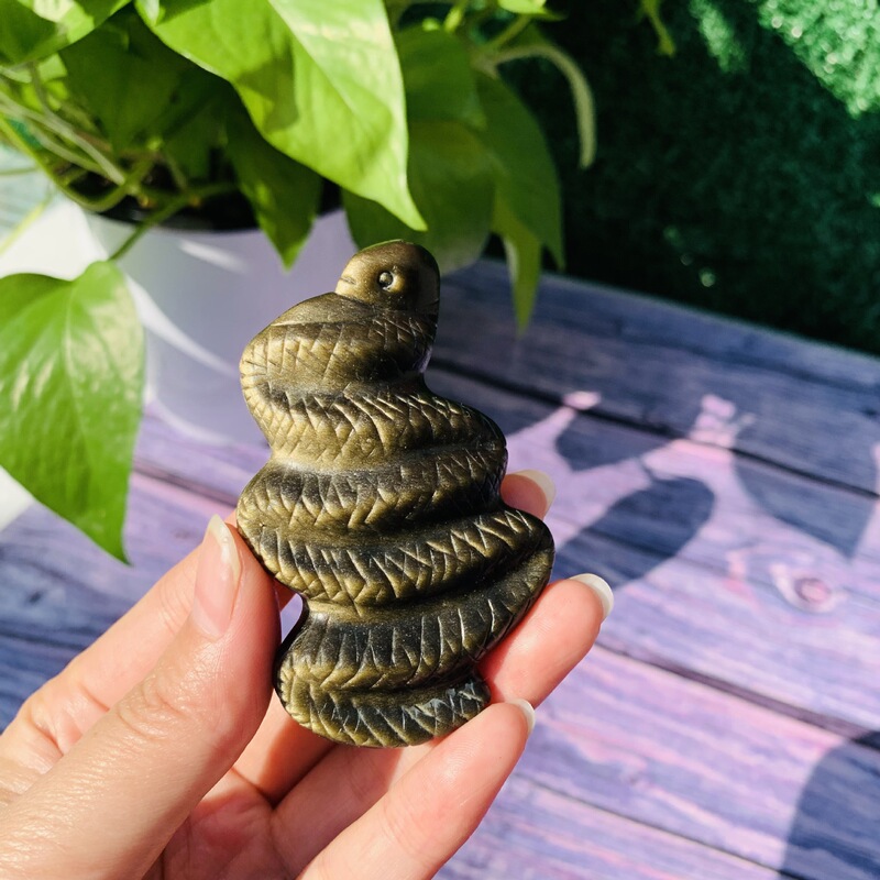 天然水晶金曜石原石雕刻蛇 水晶小摆件挂件  热销 图 8