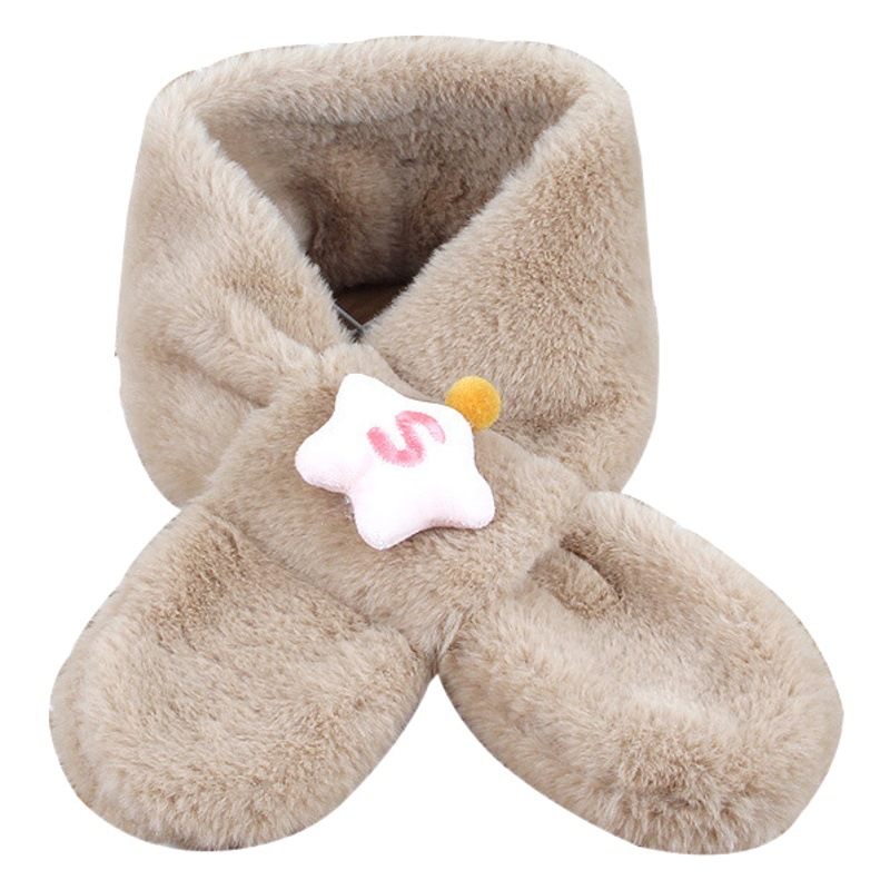 Children's Scarf Autumn and Winter Rabbit Fur Warm Fleece-Lined for Boys and Girls Cute Cartoon Christmas Baby Scarf Thickeneded Bear