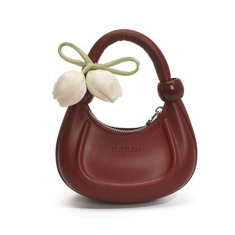 Bolsas para niños en línea rojo y azul Tulipan bolsas de media luna portátiles para hombres y mujeres simple color sólido mini bolso de hombro para bebés