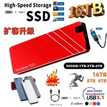 跨境外贸ssd移动硬盘大容量新款固态硬盘2t4t高速金属固态U盘红色