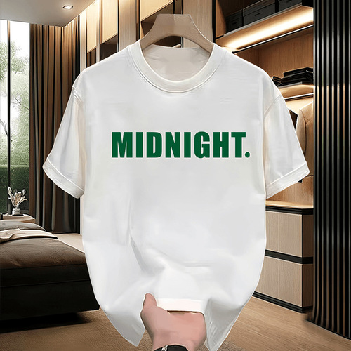 【High-Quality Men's Apparel】Men's Trendy Personality Printed Short-Sleeve T-Shirt Summer Pure Cotton Korean Style Versatile Round Neck Top