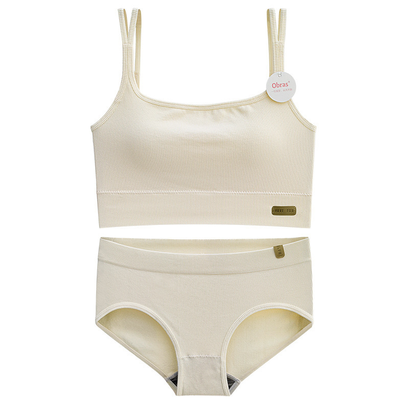 Korean Cross-Border Modal Underwear Set with Beautiful Back and Chest Wrap Sports Bra, Seamless and Comfortable, Wireless Bandeau