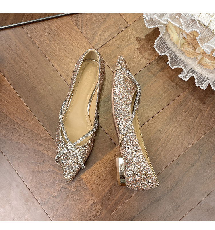 Flache Kristall Crossover Mode spitzen Pailletten Damenschuhe_voghion.com