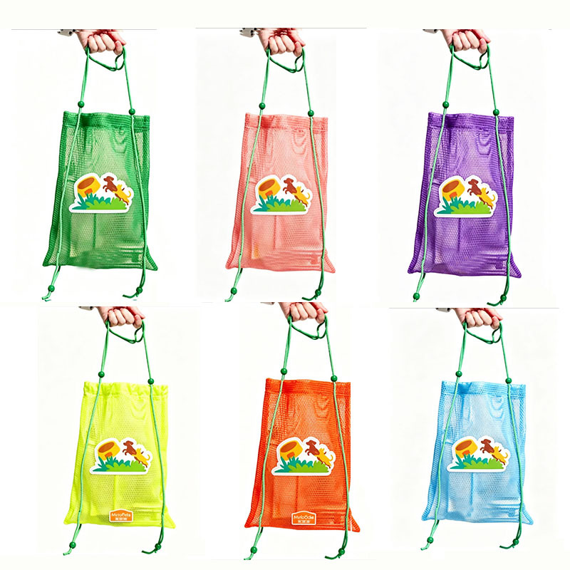 Mesh Beach Bag, Colorful Holiday Series, Portable Mesh Bag, Multi-Functional Storage Woven Bag, Swimming Bag for Outings