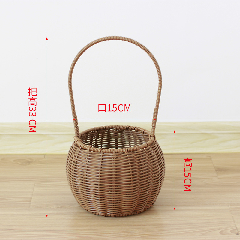 Cesta de Flores Tejida a Mano de Hierba Natural, Decorativa, para Arreglos Florales y Fiestas