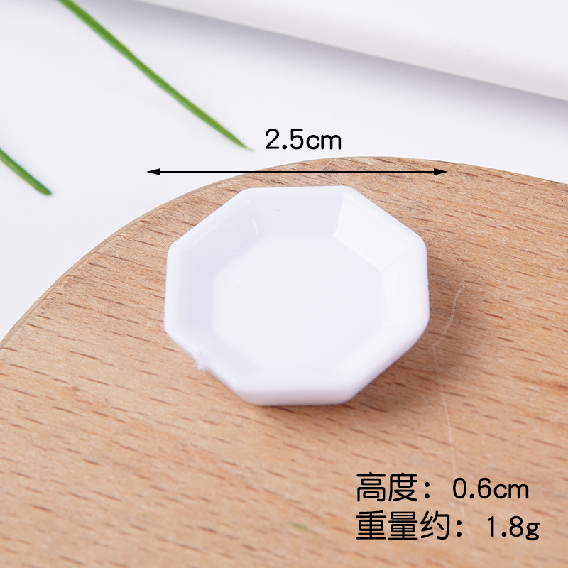 Plato pequeño de plástico blanco simulado para comida, mini plato de comida rápida, plato para bricolaje, juguete de comida, contenedor para pegamento en crema, accesorios.
