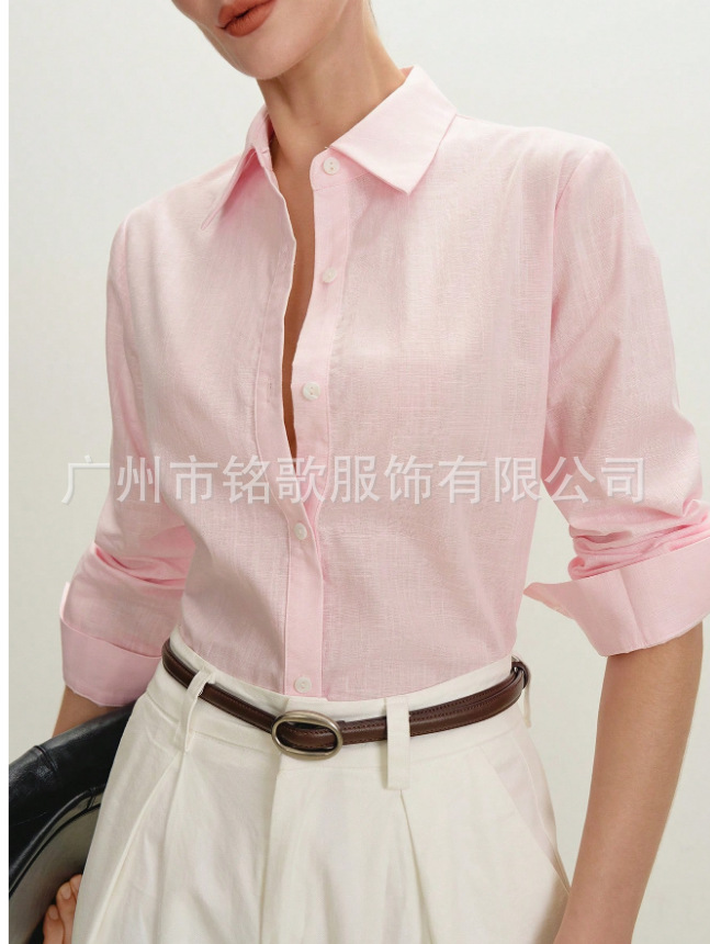 Cross-border women's classic business shirt long-sleeved front…