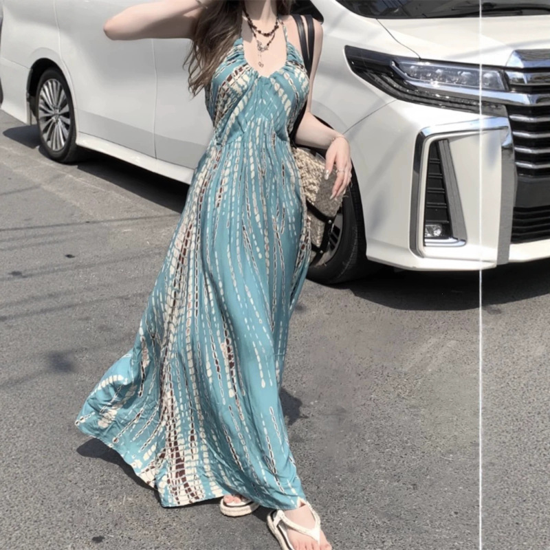 Bohemian Vacation Dress for Women, New Summer Style, French-Style Travel Photography Beach Dress, Elegant Long Dress