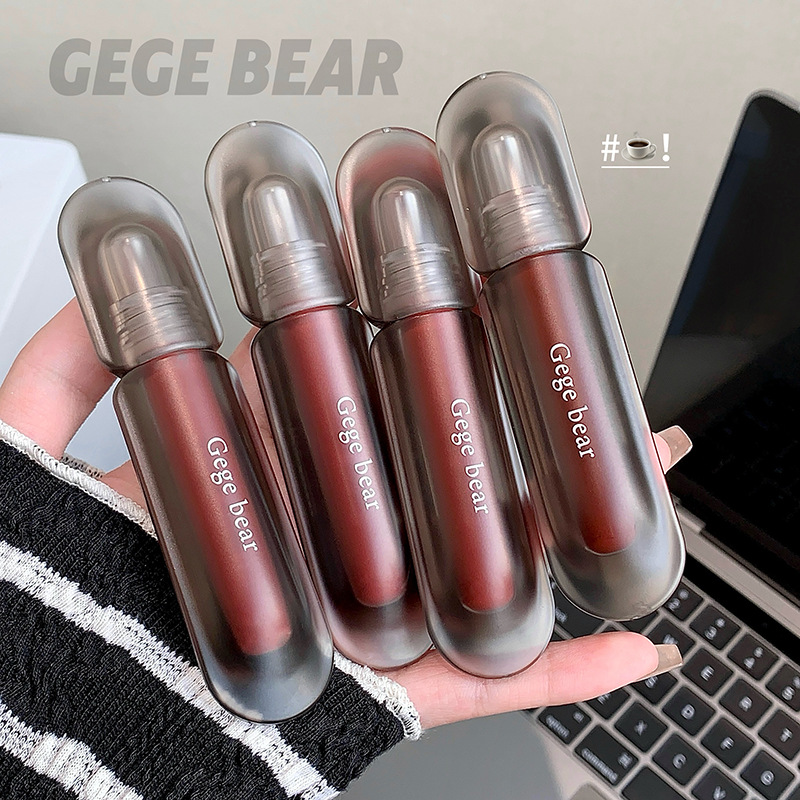 Gege bear crepúsculo veludo niebla lipstick mate niebla densa no es fácil de descolorar blanco otoño invierno esmalte labial transfronterizo