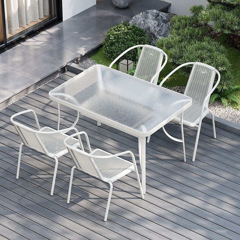 Outdoor Table and Chair Set for Patio, Three-Piece Leisure Garden Set, Open-Air Terrace, Outdoor Rattan Tea Table, Balcony Tea Table and Chair Combination