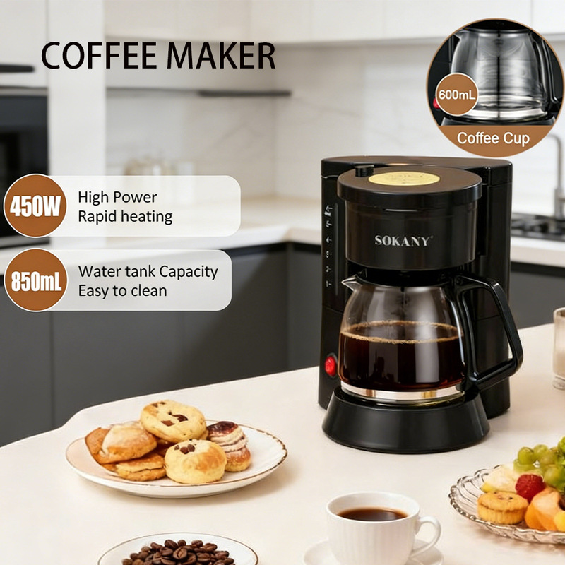 Cross-Border European Standard Drip Coffee Machine for Home Use, Automatic Coffee Maker, Drip Filter, Thermal Insulation, American-Style Tea Maker, 450W Cross-Border European Standard Drip Coffee Machine for Home Use, Automatic Coffee Maker, Drip Filter, Thermal Insulation, American-Style Tea Maker, 450W