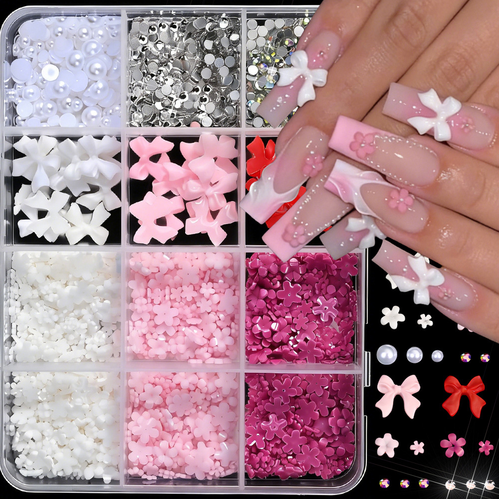 Japanese-Style Sweet Ins-Style Bowknot Ribbon Nail Art Decorations Resin 3D Petals Beautiful Girl Nail Decoration
