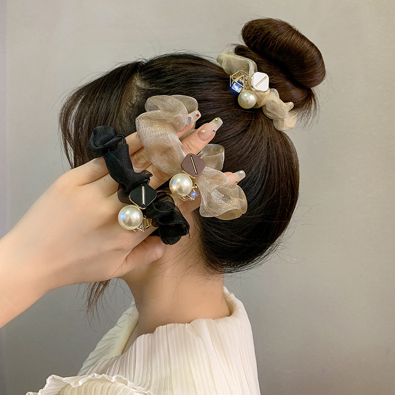 Elegant Mesh Scrunchie Elastic Hair Band For Women Hair Styling_voghion.com