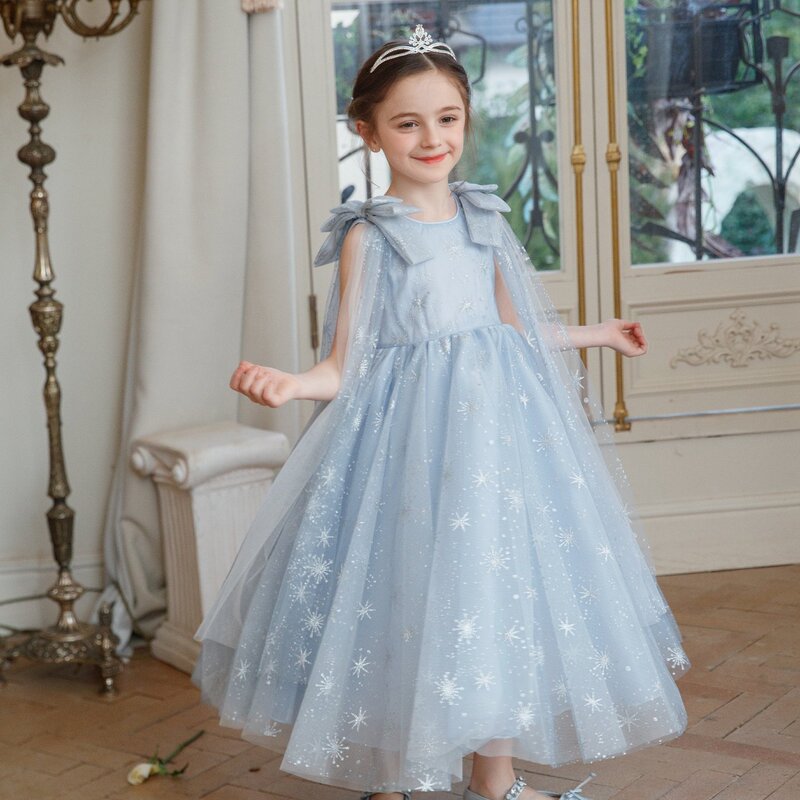 Original Elsa Princess Dress for Girls, Summer Children's Birthday Dress, Frozen Elsa Snowflake Girl Dress
