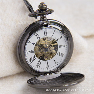 High-grade metal pocket watch mechanical watch semi-automatic metal chain watch Hollow