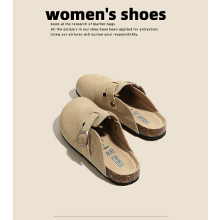 Cowhide ~ Half-Slip Birkenstock Shoes, Thick-Soled Outer Wear, Casual Cork-Soled Birkenstock Toe-Cap Slippers, Large Size for Men and Women, Couples