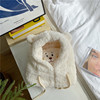 Velvet demi-season universal winter cute scarf, keep warm hat, with little bears, Korean style