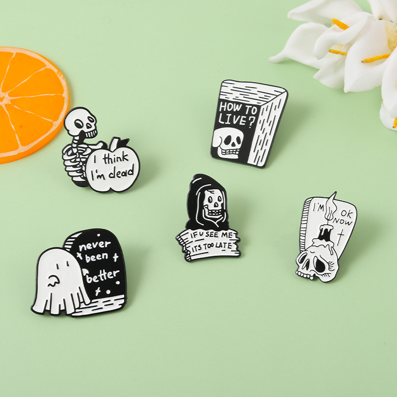 9g Weight Brooches Classification Daily Occasion Funny Pin Ghost Alloy Asymmetrical Enamel Unisex Brooches