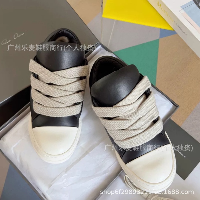 25新款ro胖丁真皮面包板鞋情侣款暗黑风高街炫酷粗鞋带休闲帆布鞋|undefined