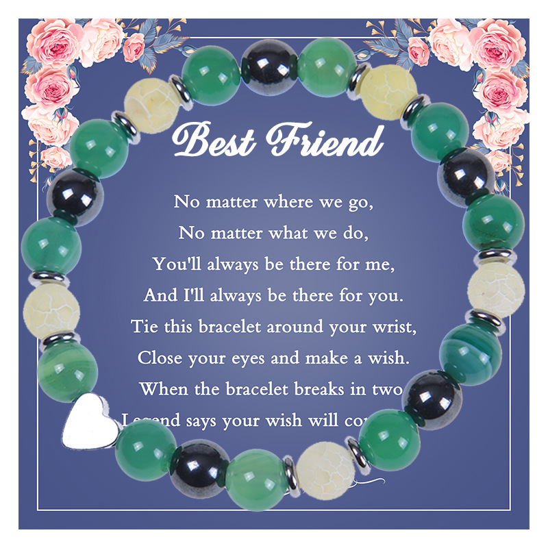 Retro Heart Shape natural stone Agate Beaded Bracelets 1 Piece