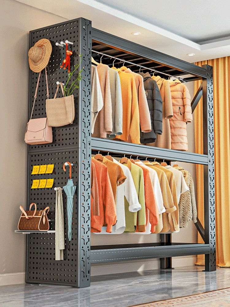 Открытая двухслойная вешалка напольный шкаф для детей простой шкаф для спальни вешалка для бытовой сборки