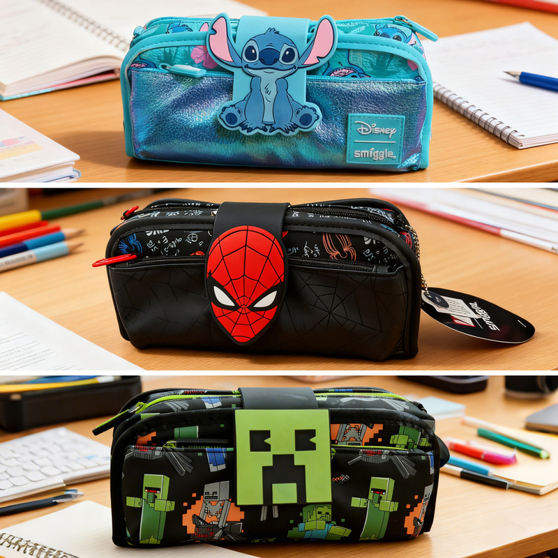 Australia Smiggle Pencil Bag Large Capacity Student Stationery Bag Double-Layer Stationery Box 2025 New Hot Pencil Bag