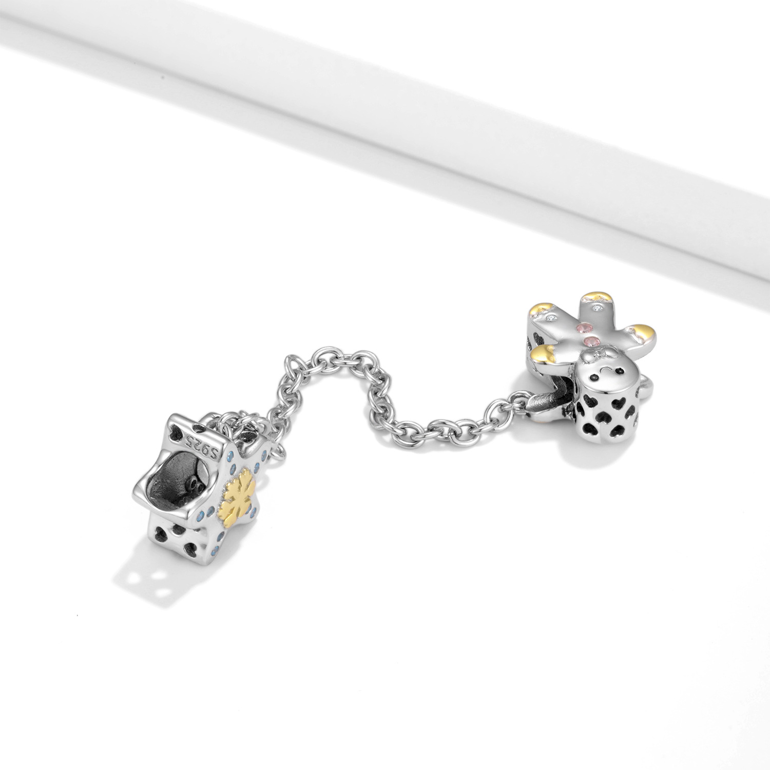 Diy pendant Christmas five-pointed star snowflake & snow cake man protection chain Christmas sterling silver bracelet diy accessories_voghion.com